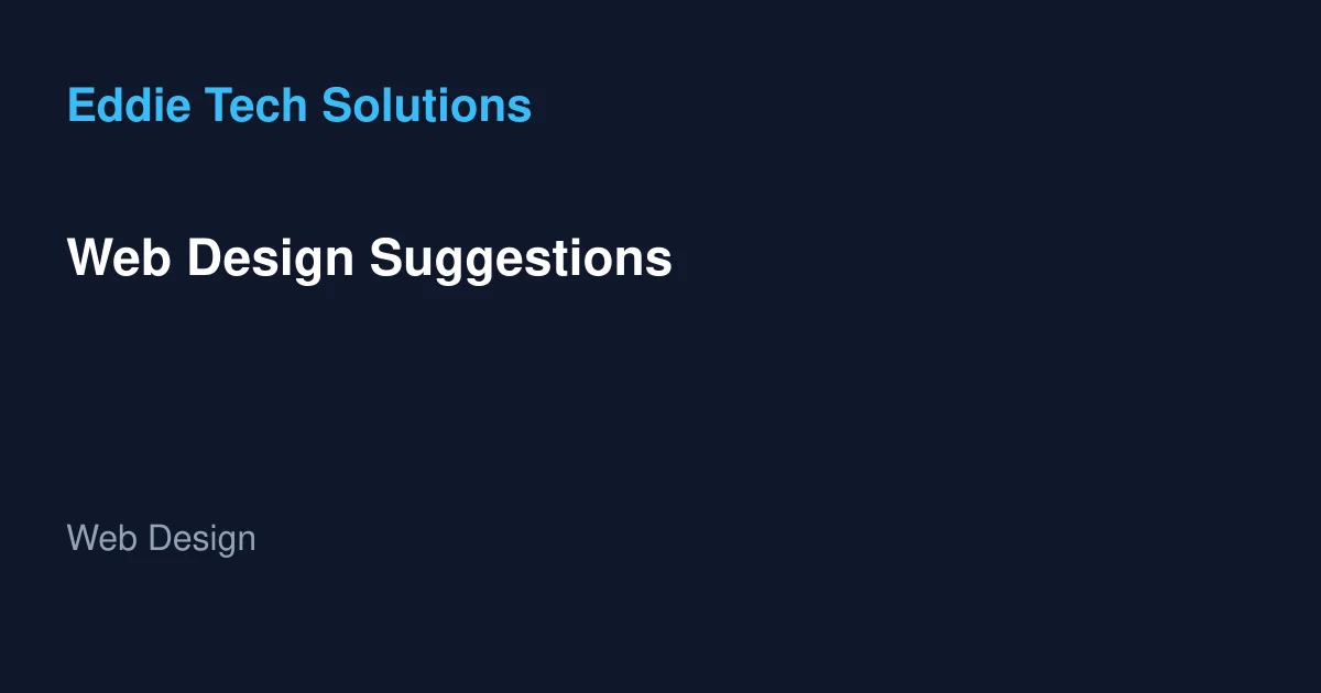Web Design Suggestions